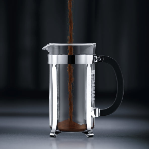 BODUM CHAMBORD COFFEE MAKER 3 CUP 0.35L/12OZ - GLASS, MIRROR FINISH S/S LID
