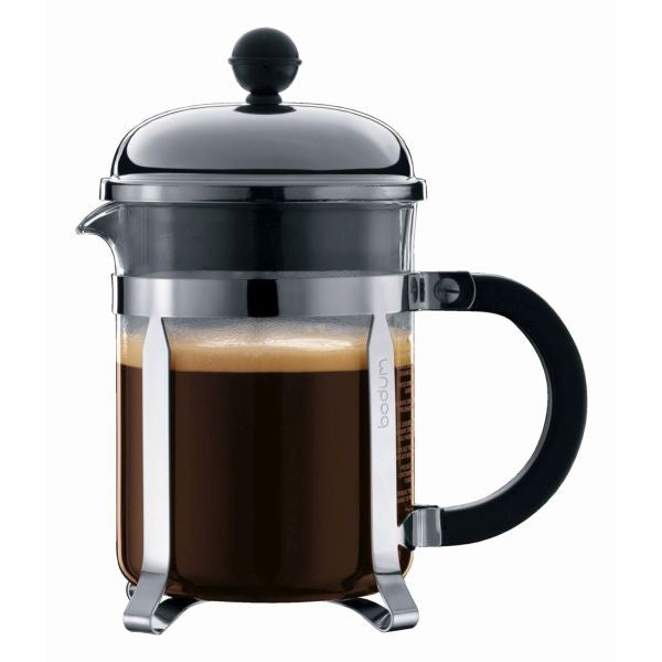 BODUM CHAMBORD COFFEE MAKER 4 CUP 0.5L/17OZ - GLASS, MIRROR FINISH S/S LID