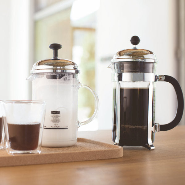 BODUM CHAMBORD COFFEE MAKER 8 CUP 1.0L/34OZ - GLASS, MIRROR FINISH S/S LID