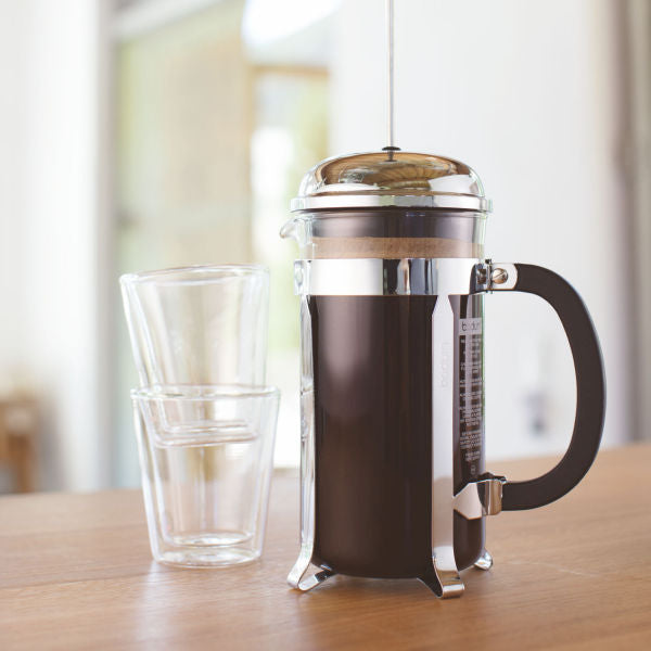 BODUM CHAMBORD COFFEE MAKER 8 CUP 1.0L/34OZ - GLASS, MIRROR FINISH S/S LID