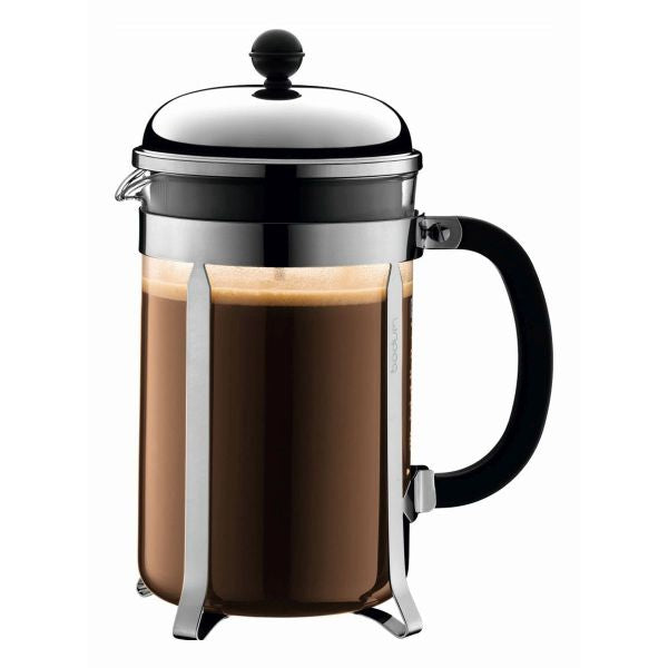 BODUM CHAMBORD COFFEE MAKER 12 CUP 1.5L/51OZ - GLASS, MIRROR FINISH S/S LID