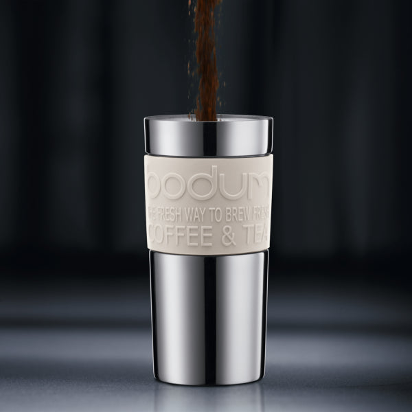 BODUM TRAVEL PRESS SET COFFEE MAKER, 0.35 L, 12 OZ - OFF WHITE