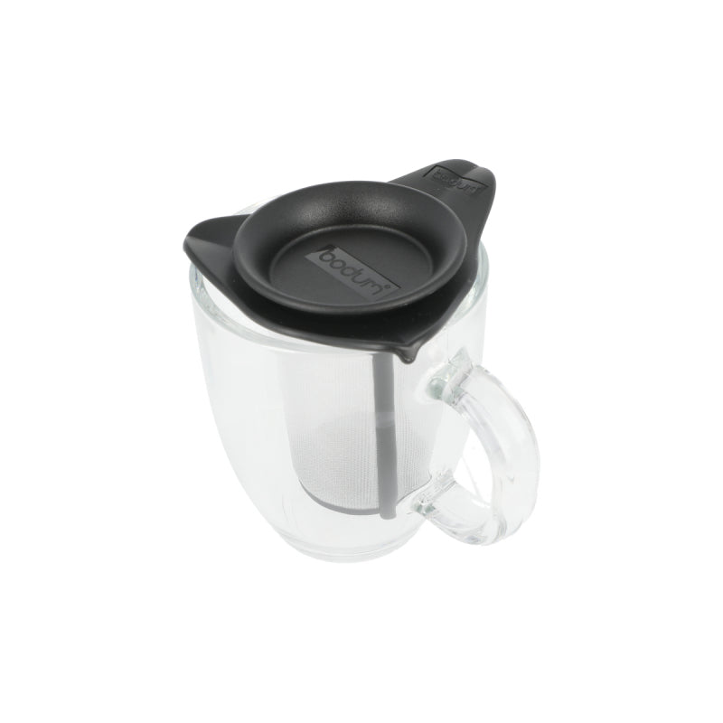 BODUM YO-YO SET MUG AND TEA STRAINER, 0.35 L, 12 OZ - BLACK