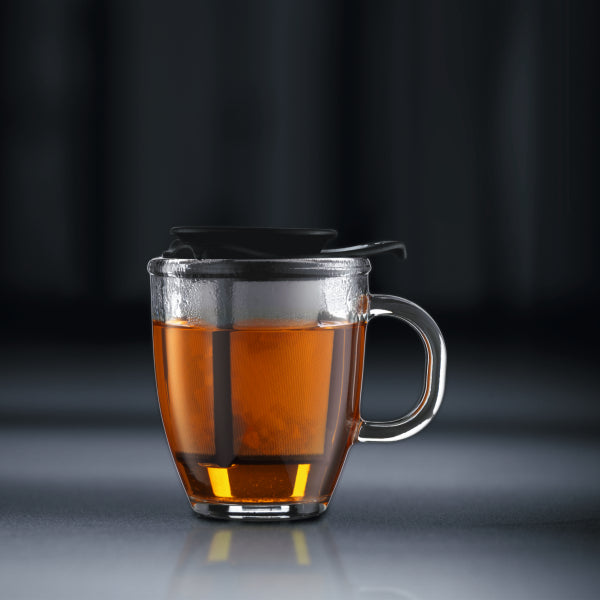 BODUM YO-YO SET MUG AND TEA STRAINER, 0.35 L, 12 OZ - BLACK
