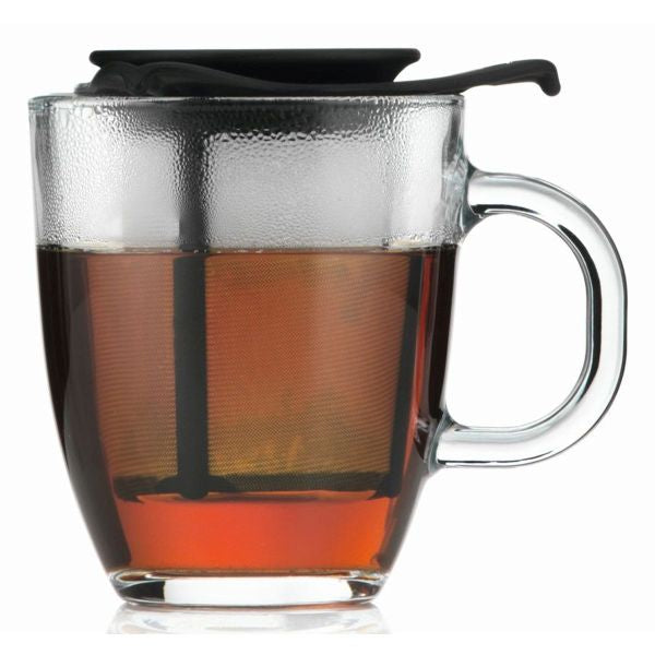 BODUM YO-YO SET MUG AND TEA STRAINER, 0.35 L, 12 OZ - BLACK
