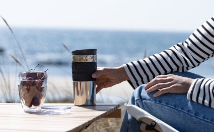 BODUM TRAVEL PRESS SET COFFEE MAKER WITH EXTRA LID, VACUUM, 0.35 L, 12 OZ - BLACK