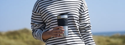 BODUM TRAVEL PRESS SET COFFEE MAKER WITH EXTRA LID, VACUUM, 0.35 L, 12 OZ - BLACK